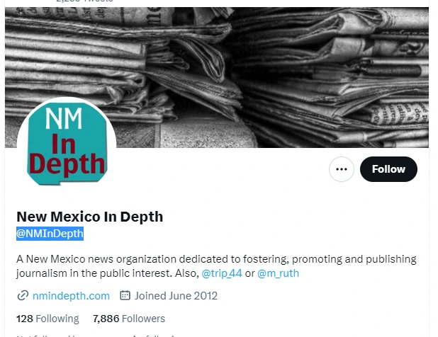 New Mexico In Depth twitter profile screenshot