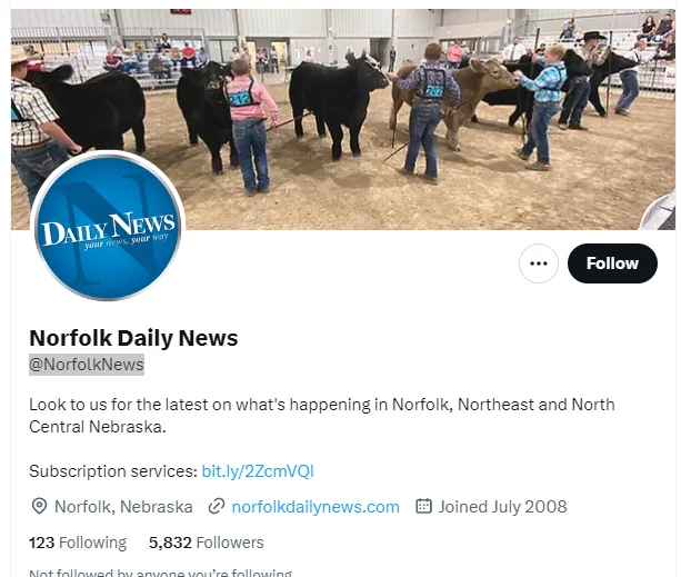 Norfolk Daily News twitter profile screenshot