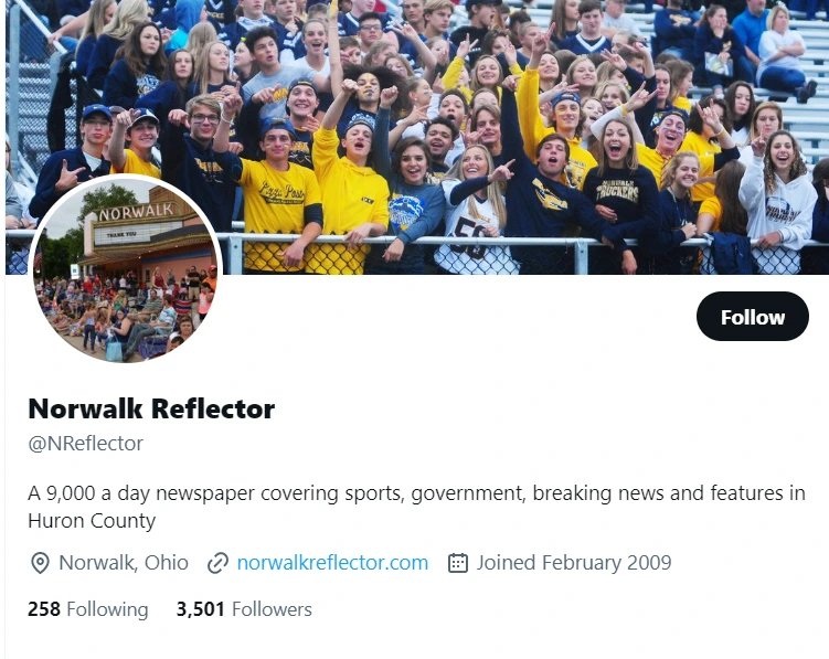 Norwalk Reflector twitter profile screenshot