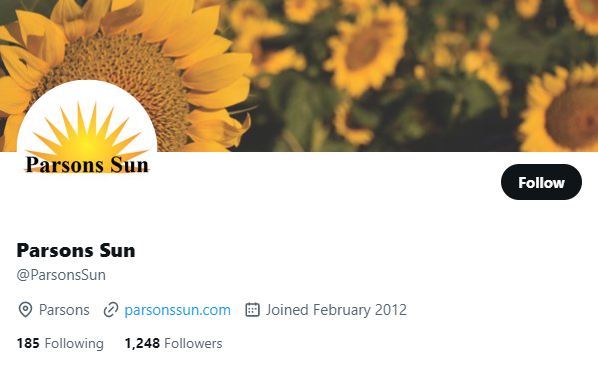 Parsons Sun twitter profile screenshot