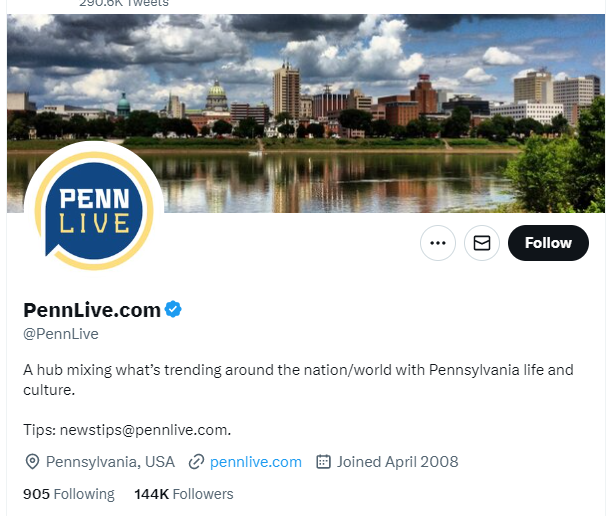 PennLive.com twitter profile screenshot