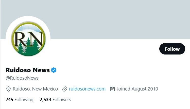 Ruidoso News twitter profile screenshot