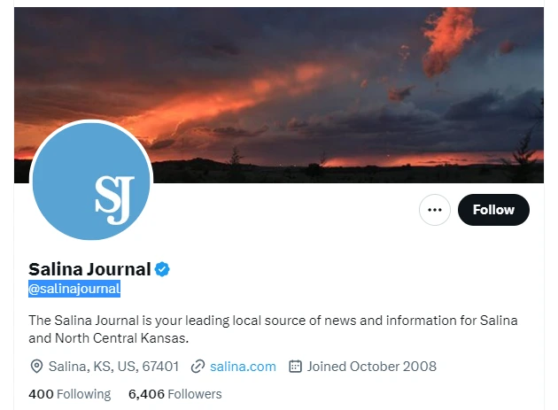 Salina Journal twitter profile screenshot