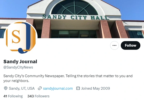 Sandy Journal twitter profile screenshot