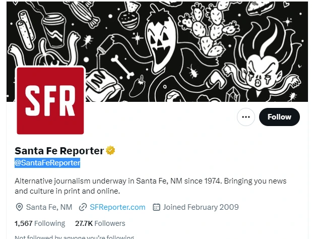 Santa Fe Reporter twitter profile screenshot