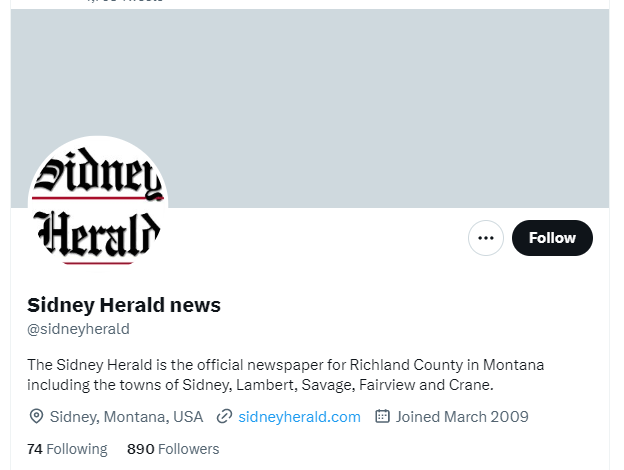 Sidney Herald news twitter profile screenshot