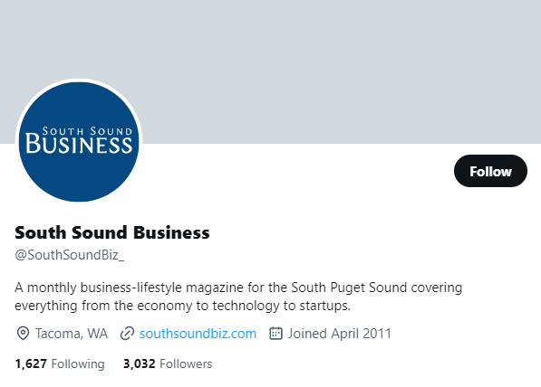 South Sound Business twitter profile screenshot