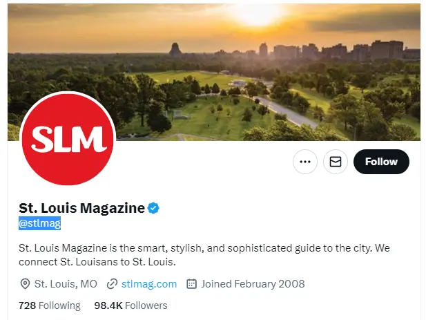 St. Louis Magazine twitter profile screenshot