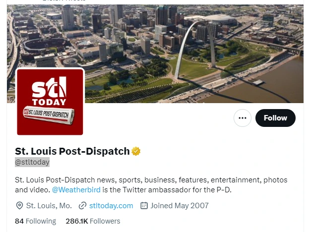 St. Louis Post-Dispatch twitter profile screenshot