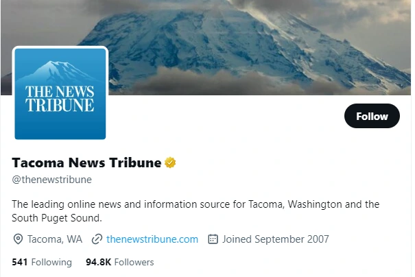Tacoma News Tribune twitter profile screenshot