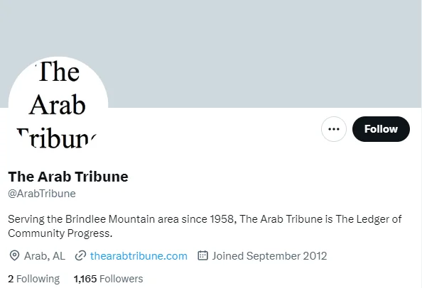 The Arab Tribune twitter profile screenshot