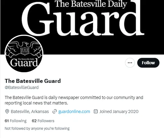 The Batesville Guard  twitter profile screenshot