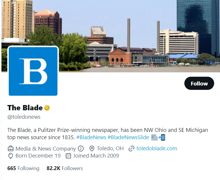 The Blade twitter profile screenshot