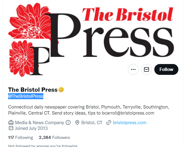 The Bristol Press twitter profile screenshot