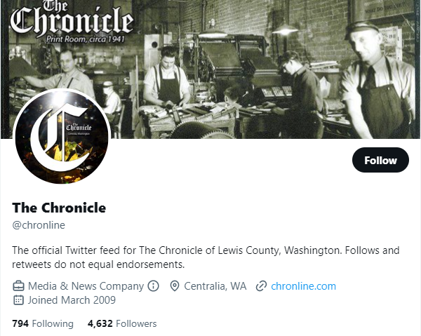 The Chronicle twitter profile screenshot