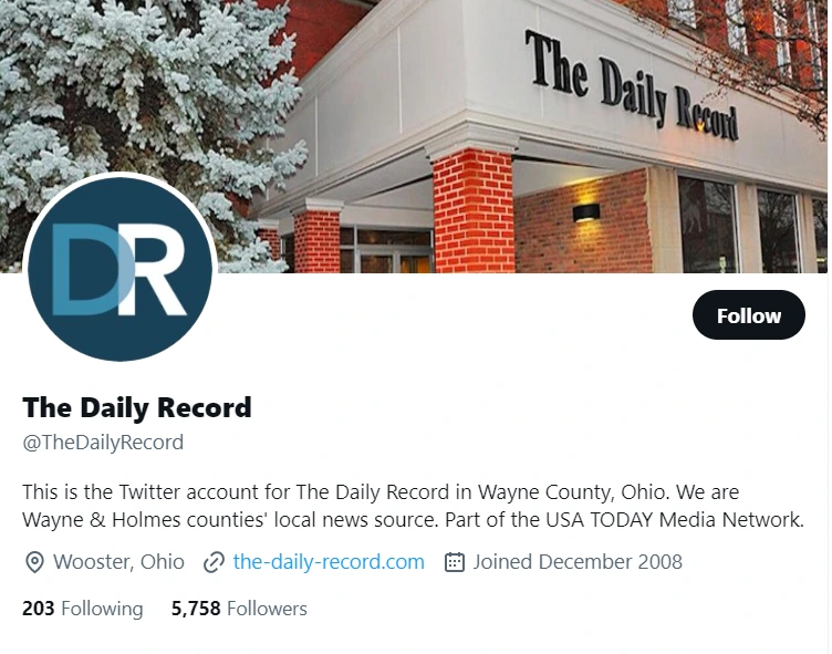 The Daily Record twitter profile screenshot