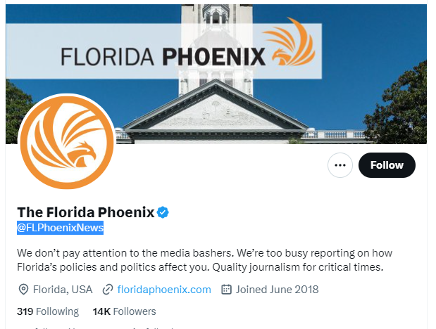 The Florida Phoenix twitter profile screenshot