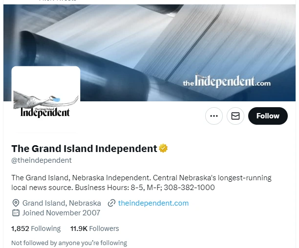 The Grand Island Independent twitter profile screenshot