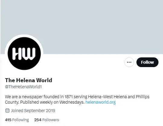 The Helena World twitter profile screenshot