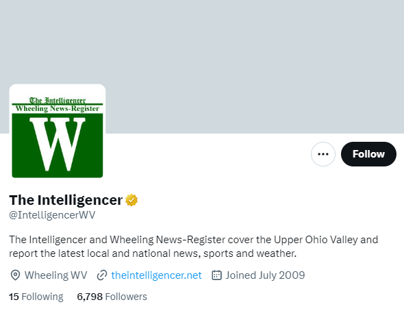 The Intelligencer twitter profile screenshot