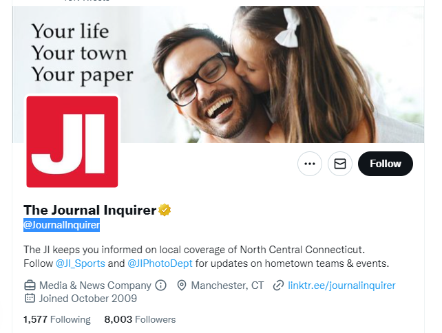 The Journal Inquirer twitter profile screenshot