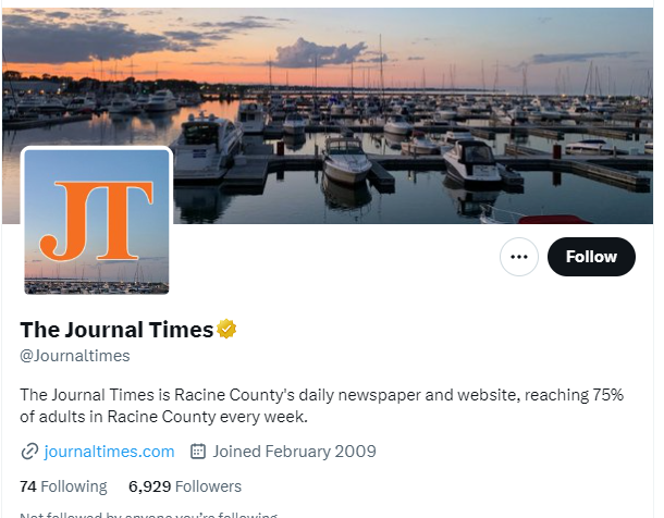 The Journal Times twitter profile screenshot