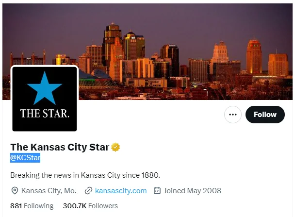 The Kansas City Star twitter profile screenshot.