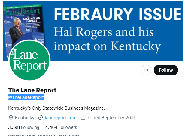 The Lane Report twitter profile screenshot