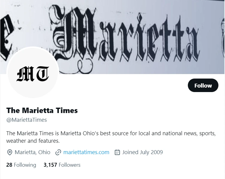 The Marietta Times twitter profile screenshot