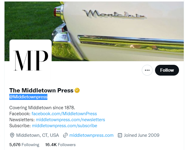 The Middletown Press twitter profile screenshot