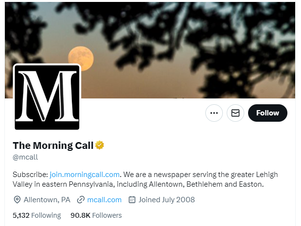 The Morning Call twitter profile screenshot
