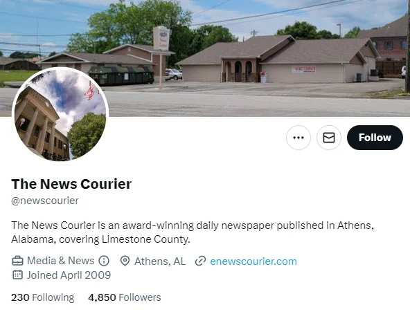 The News Courier twitter profile screenshot