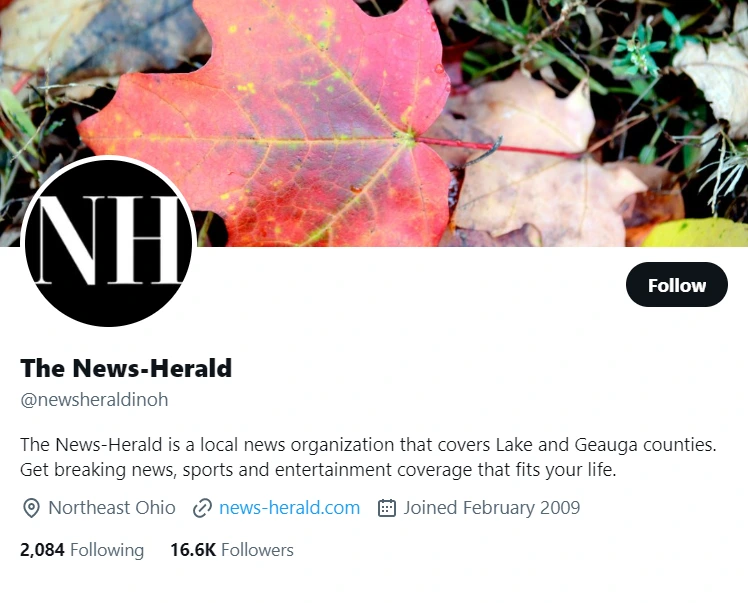 The News-Herald twitter profile screenshot