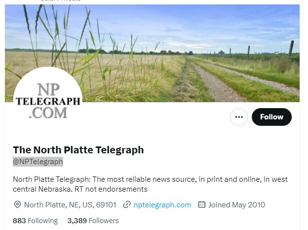 The North Platte Telegraph twitter profile screenshot