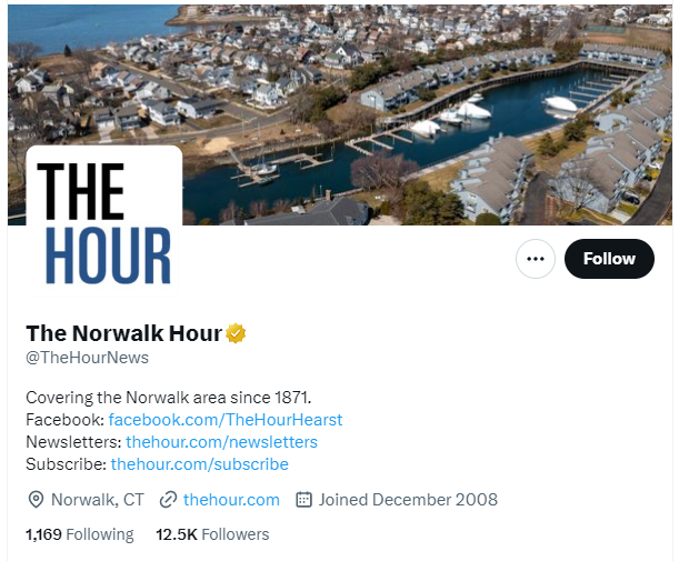 The Norwalk Hour twitter profile screenshot