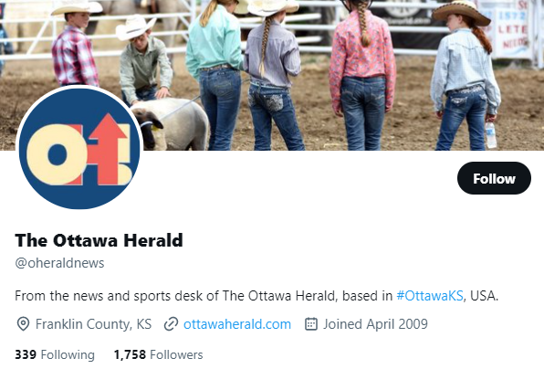 The Ottawa Herald twitter profile screenshot