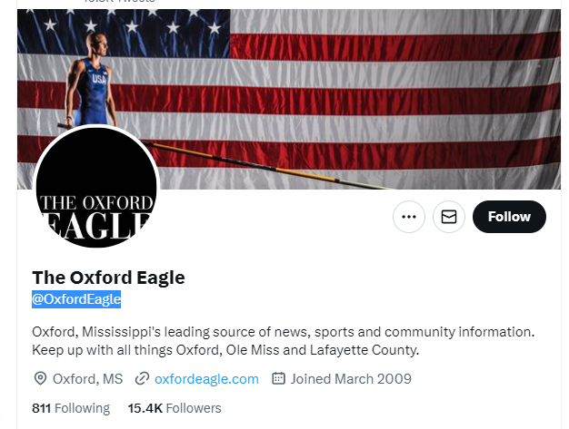 The Oxford Eagle  twitter profile screenshot