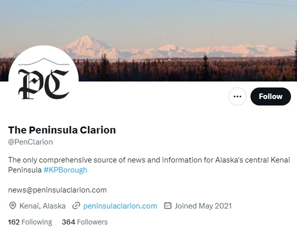 The Peninsula Clarion twitter profile screenshot