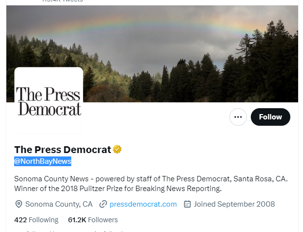 The Press Democrat  twitter profile screenshot