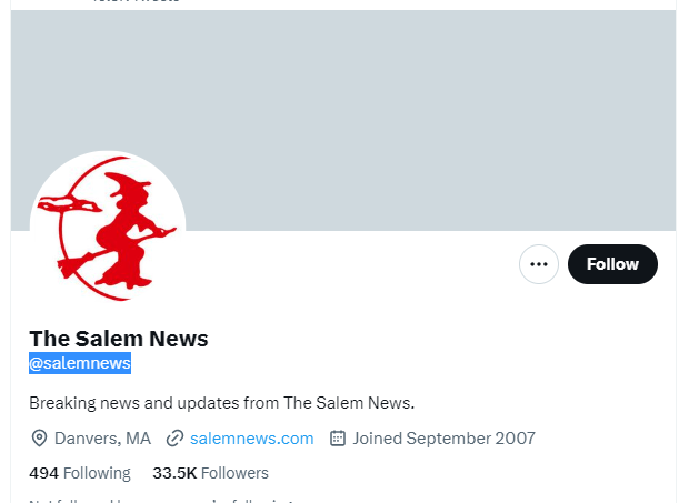 The Salem News twitter profile screenshot