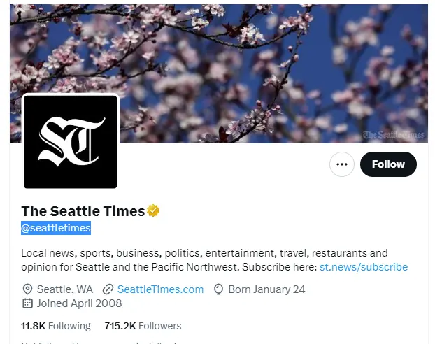 The Seattle Times twitter profile screenshot