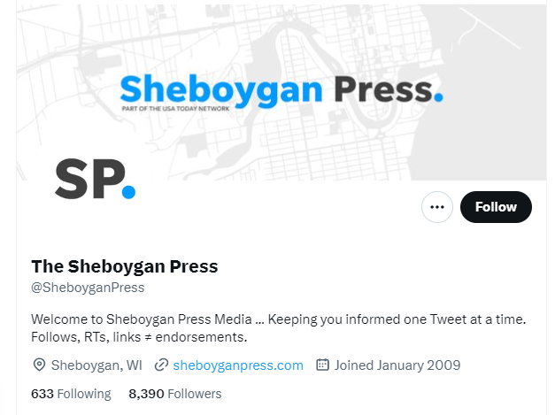 The Sheboygan Press twitter profile screenshot