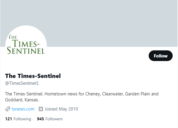 The Times-Sentinel twitter profile screenshot