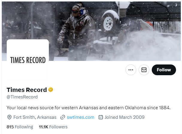 Times Record  twitter profile screenshot