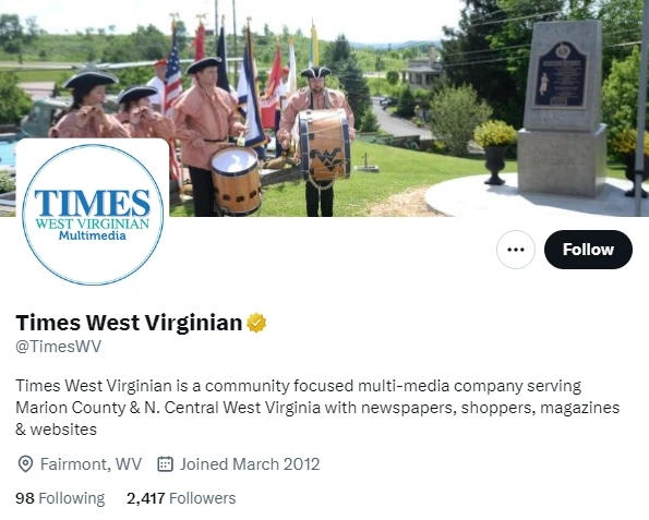 Times West Virginian twitter profile screenshot
