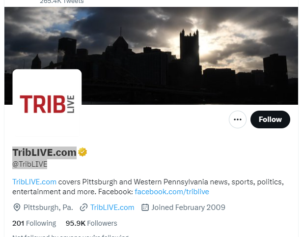TribLIVE.com twitter profile screenshot