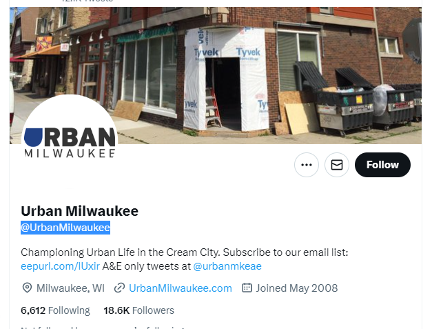 Urban Milwaukee twitter profile screenshot