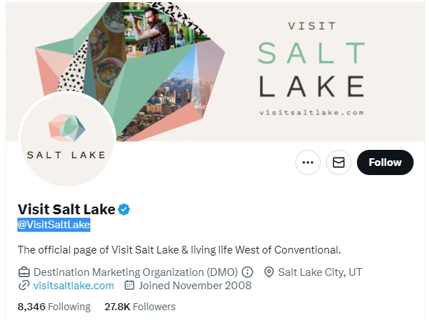Visit Salt Lake twitter profile screenshot