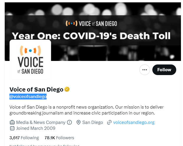 Voice of San Diego twitter profile screenshot