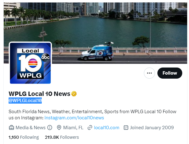 WPLG Local 10 News twitter profile screenshot